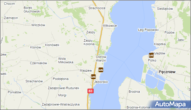 mapa Ostrów Warcki, Ostrów Warcki na mapie Targeo