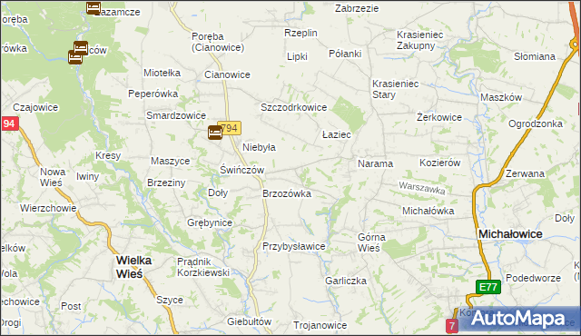 mapa Owczary gmina Zielonki, Owczary gmina Zielonki na mapie Targeo