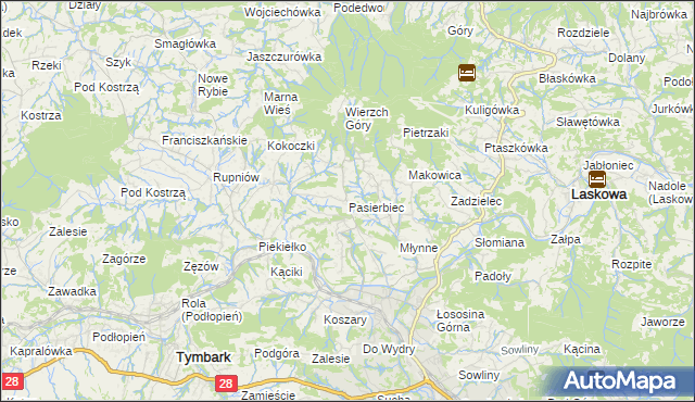 mapa Pasierbiec, Pasierbiec na mapie Targeo