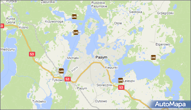 mapa Pasym powiat szczycieński, Pasym powiat szczycieński na mapie Targeo