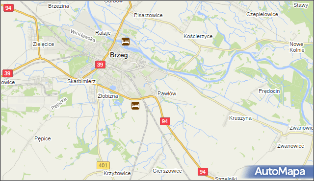 mapa Pawłów gmina Skarbimierz, Pawłów gmina Skarbimierz na mapie Targeo