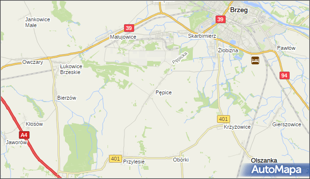 mapa Pępice gmina Skarbimierz, Pępice gmina Skarbimierz na mapie Targeo