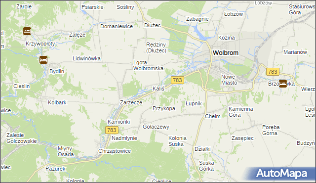 mapa Piaski gmina Wolbrom, Piaski gmina Wolbrom na mapie Targeo