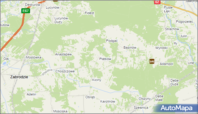 mapa Płatków gmina Zabrodzie, Płatków gmina Zabrodzie na mapie Targeo