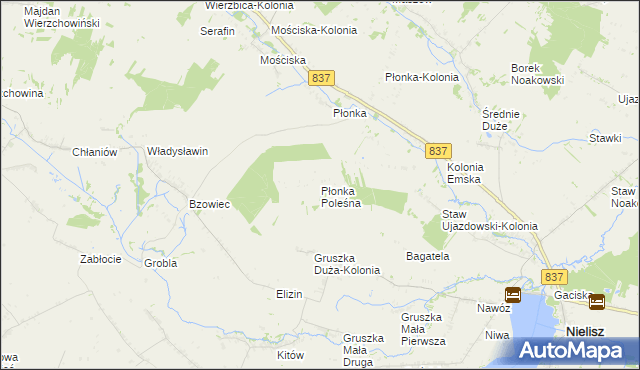 mapa Płonka Poleśna, Płonka Poleśna na mapie Targeo