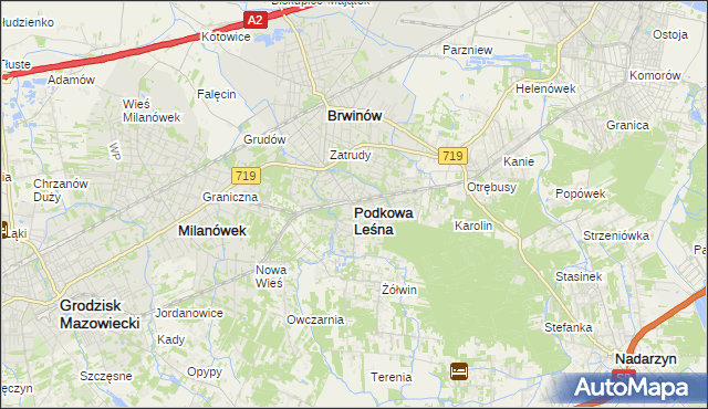 mapa Podkowa Leśna, Podkowa Leśna na mapie Targeo