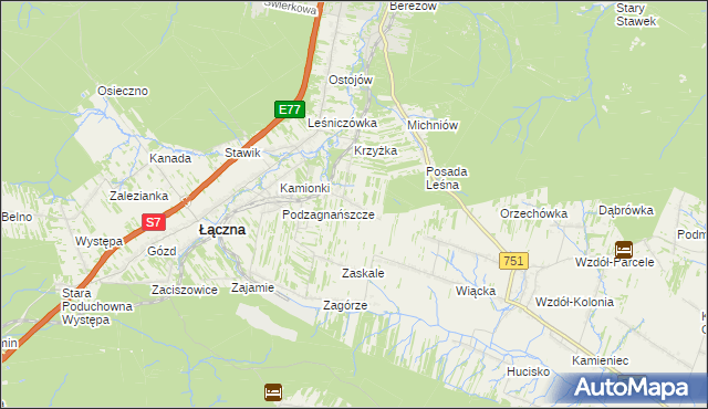 mapa Podłazie gmina Łączna, Podłazie gmina Łączna na mapie Targeo