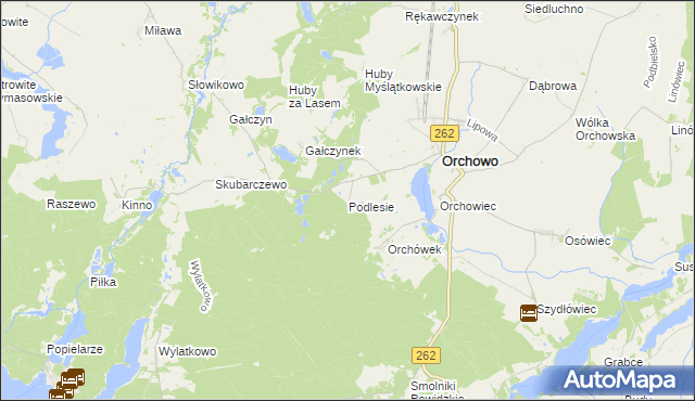 mapa Podlesie gmina Orchowo, Podlesie gmina Orchowo na mapie Targeo