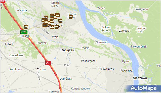 mapa Podole gmina Raciążek, Podole gmina Raciążek na mapie Targeo
