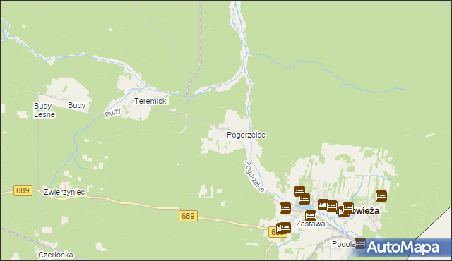 mapa Pogorzelce, Pogorzelce na mapie Targeo