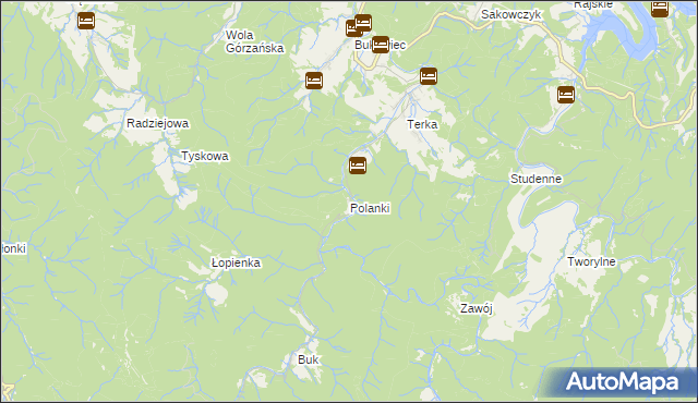 mapa Polanki gmina Solina, Polanki gmina Solina na mapie Targeo