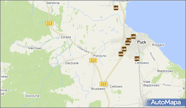 mapa Połczyno gmina Puck, Połczyno gmina Puck na mapie Targeo