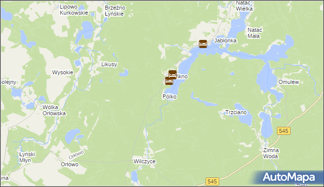 mapa Pólko gmina Nidzica, Pólko gmina Nidzica na mapie Targeo