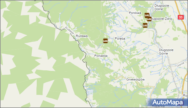 mapa Poniatów gmina Bystrzyca Kłodzka, Poniatów gmina Bystrzyca Kłodzka na mapie Targeo