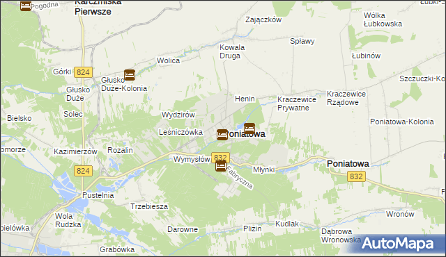 mapa Poniatowa powiat opolski, Poniatowa powiat opolski na mapie Targeo