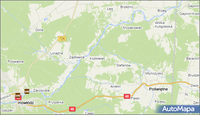 mapa Ponikła gmina Poświętne, Ponikła gmina Poświętne na mapie Targeo