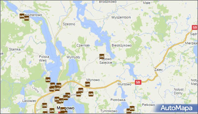 mapa Popowo Salęckie, Popowo Salęckie na mapie Targeo