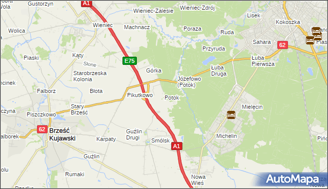 mapa Potok gmina Włocławek, Potok gmina Włocławek na mapie Targeo