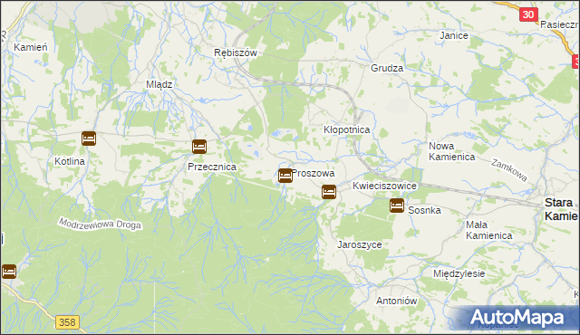 mapa Proszowa, Proszowa na mapie Targeo