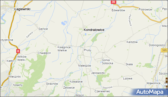mapa Prusy gmina Kondratowice, Prusy gmina Kondratowice na mapie Targeo