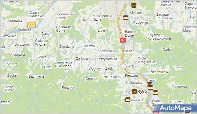 mapa Przysietnica gmina Stary Sącz, Przysietnica gmina Stary Sącz na mapie Targeo