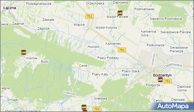 mapa Psary-Podłazy, Psary-Podłazy na mapie Targeo