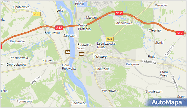 mapa Puław, Puławy na mapie Targeo