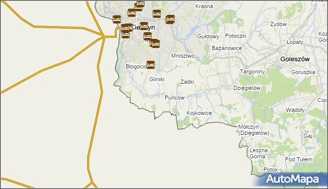 mapa Puńców, Puńców na mapie Targeo