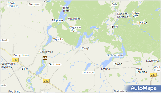 mapa Raciąż gmina Tuchola, Raciąż gmina Tuchola na mapie Targeo