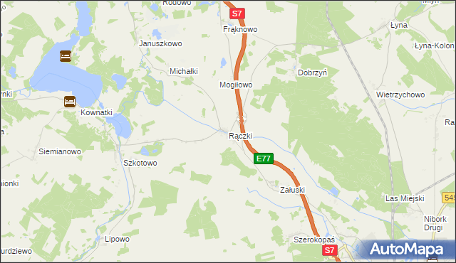 mapa Rączki gmina Nidzica, Rączki gmina Nidzica na mapie Targeo