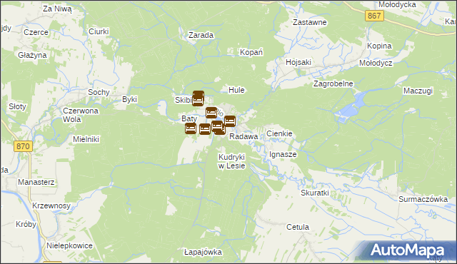 mapa Radawa, Radawa na mapie Targeo