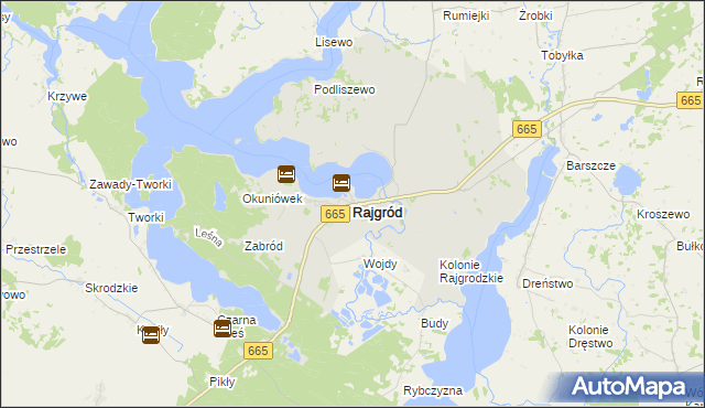 mapa Rajgród powiat grajewski, Rajgród powiat grajewski na mapie Targeo