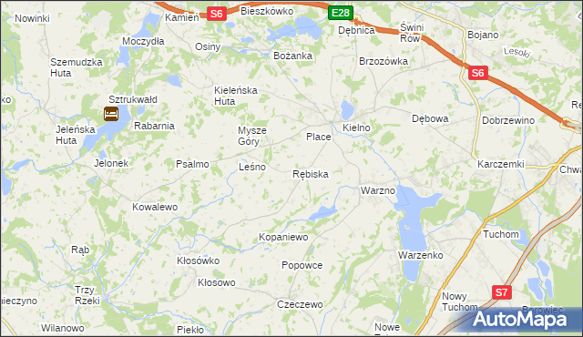 mapa Rębiska gmina Szemud, Rębiska gmina Szemud na mapie Targeo