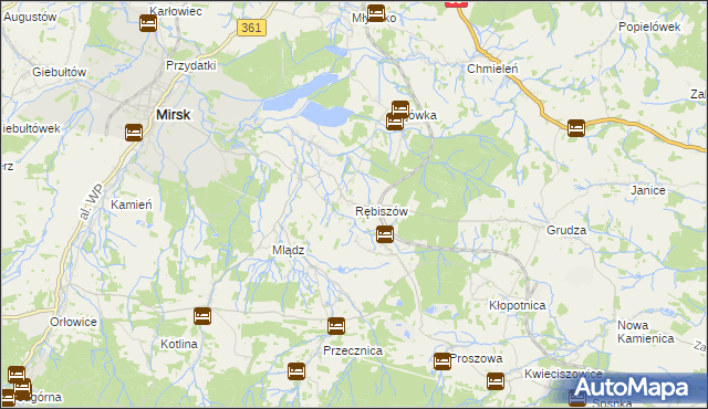 mapa Rębiszów, Rębiszów na mapie Targeo