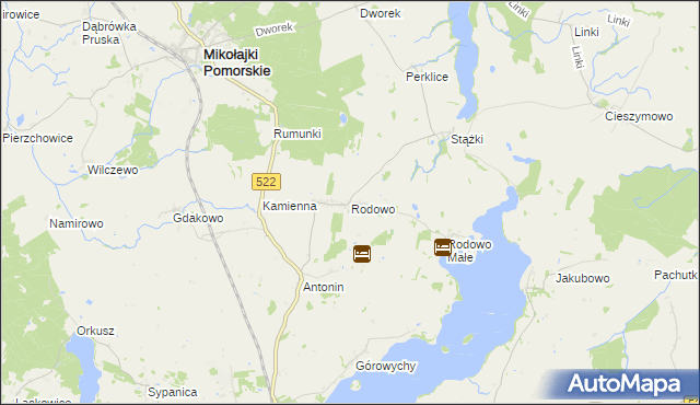 mapa Rodowo gmina Prabuty, Rodowo gmina Prabuty na mapie Targeo