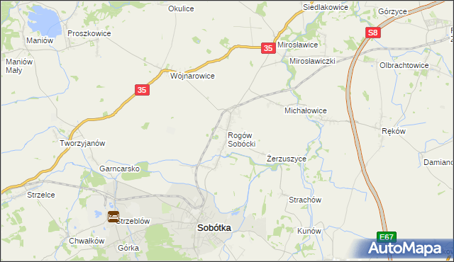 mapa Rogów Sobócki, Rogów Sobócki na mapie Targeo