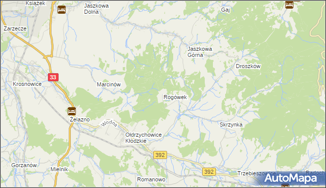 mapa Rogówek gmina Kłodzko, Rogówek gmina Kłodzko na mapie Targeo