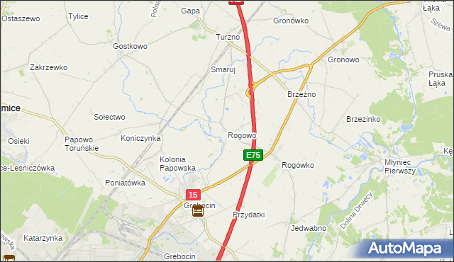 mapa Rogowo gmina Lubicz, Rogowo gmina Lubicz na mapie Targeo