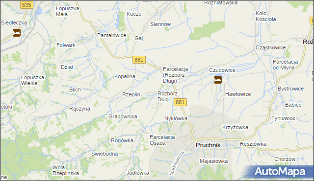 mapa Rozbórz Długi, Rozbórz Długi na mapie Targeo