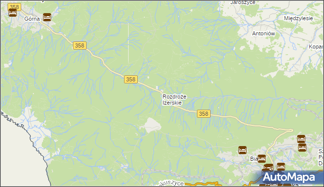 mapa Rozdroże Izerskie, Rozdroże Izerskie na mapie Targeo