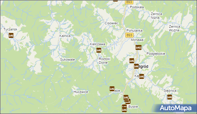 mapa Roztoki Dolne, Roztoki Dolne na mapie Targeo