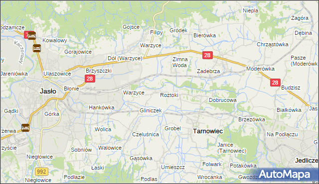 mapa Roztoki gmina Tarnowiec, Roztoki gmina Tarnowiec na mapie Targeo