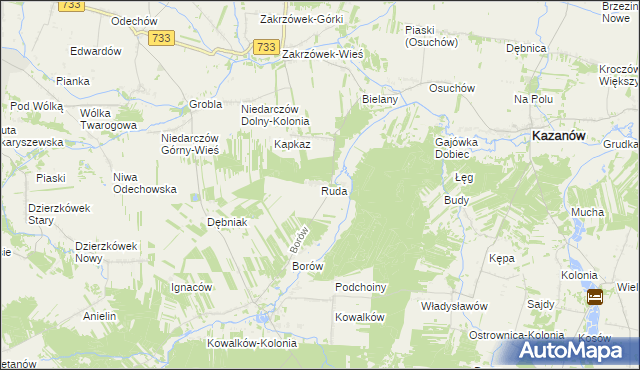 mapa Ruda gmina Kazanów, Ruda gmina Kazanów na mapie Targeo