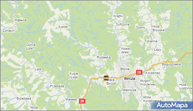 mapa Rudawka gmina Bircza, Rudawka gmina Bircza na mapie Targeo