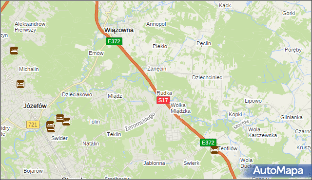 mapa Rudka gmina Wiązowna, Rudka gmina Wiązowna na mapie Targeo