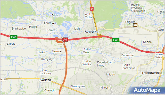 mapa Rudna Mała gmina Głogów Małopolski, Rudna Mała gmina Głogów Małopolski na mapie Targeo