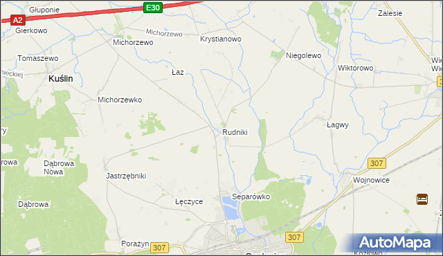 mapa Rudniki gmina Opalenica, Rudniki gmina Opalenica na mapie Targeo