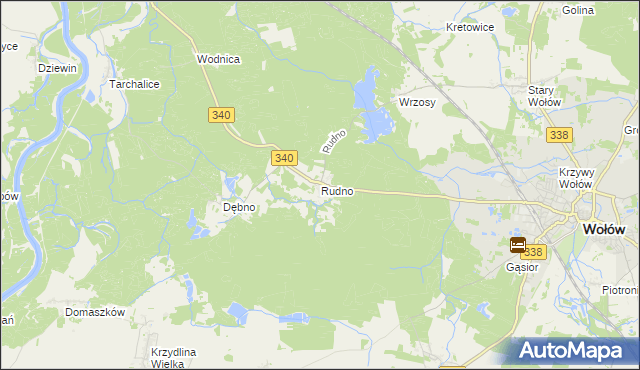 mapa Rudno gmina Wołów, Rudno gmina Wołów na mapie Targeo