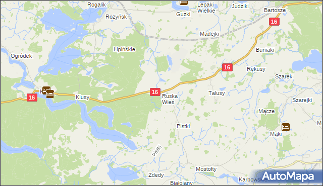 mapa Ruska Wieś gmina Ełk, Ruska Wieś gmina Ełk na mapie Targeo