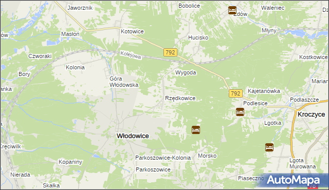 mapa Rzędkowice, Rzędkowice na mapie Targeo